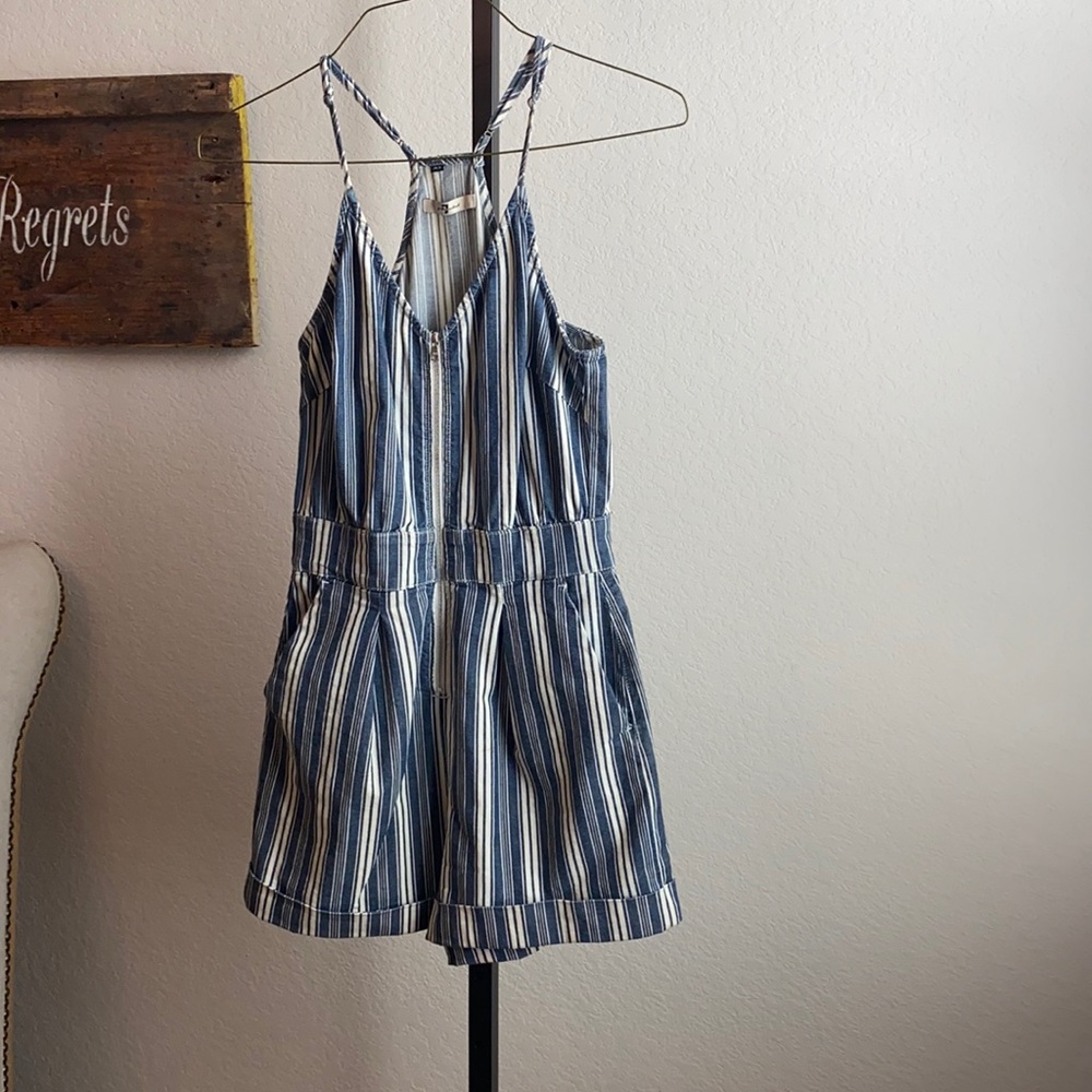 7 For All Mankind blue and white striped romper